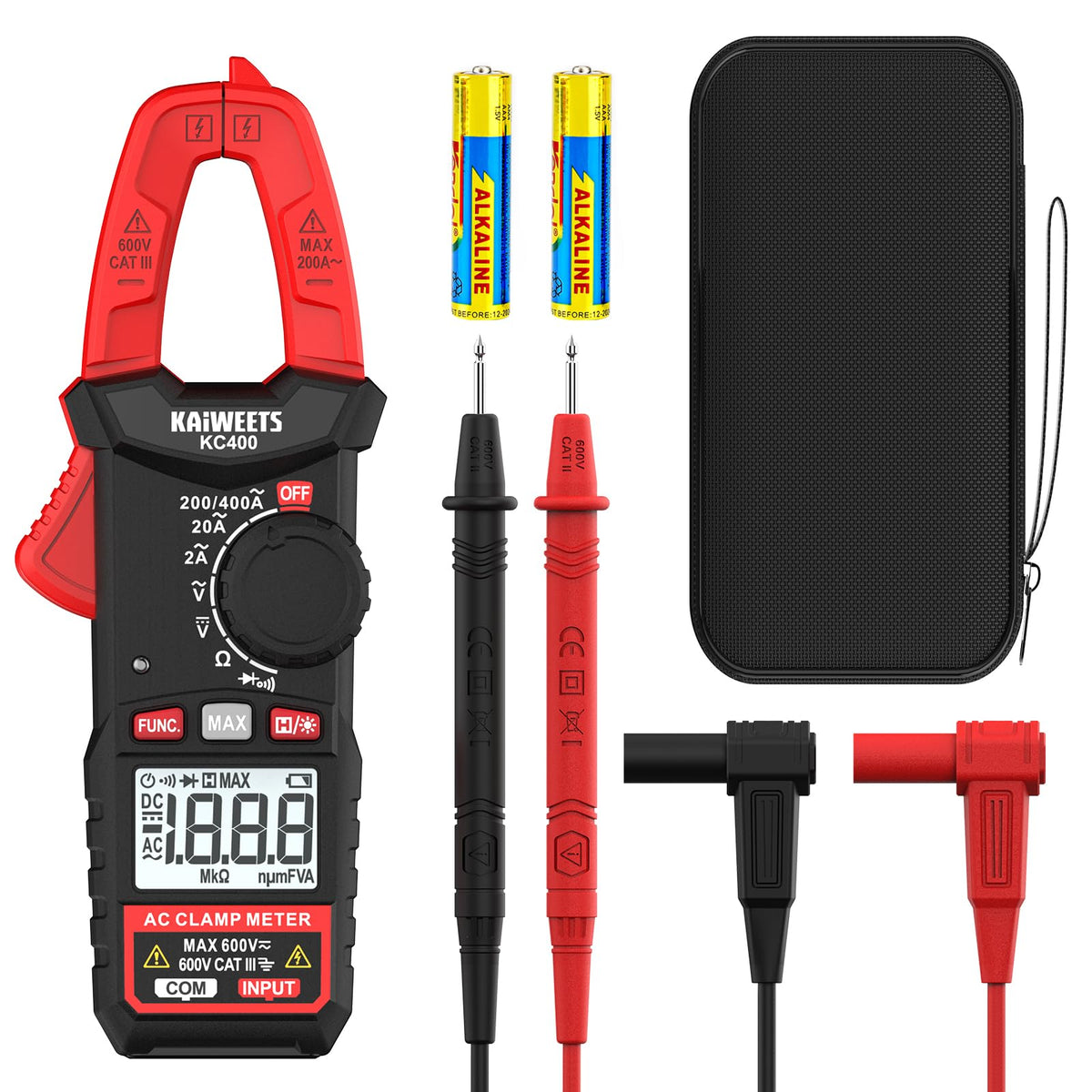 Digital Clamp Meter, 2000 Counts, 400A AC Current, 600V AC/DC, Auto Ranging Y3459