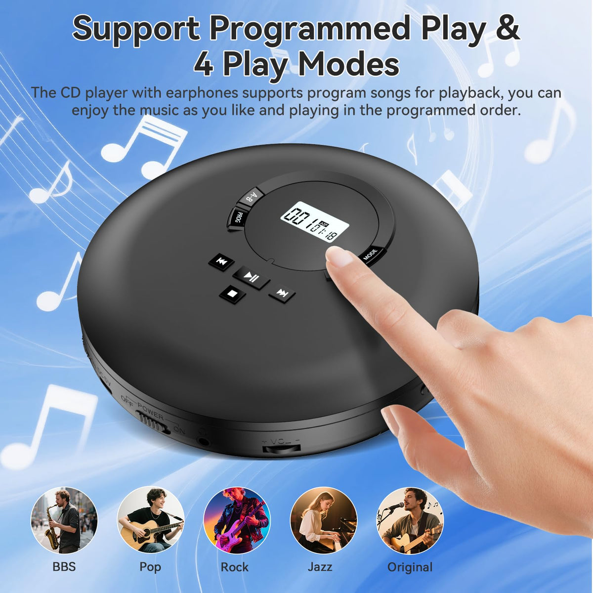 Portable CD Player with Headphones LCD Display F961795