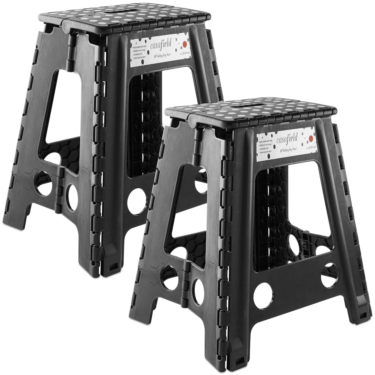 Black Set of 2 Folding Plastic Step Stool with Handle P2443
