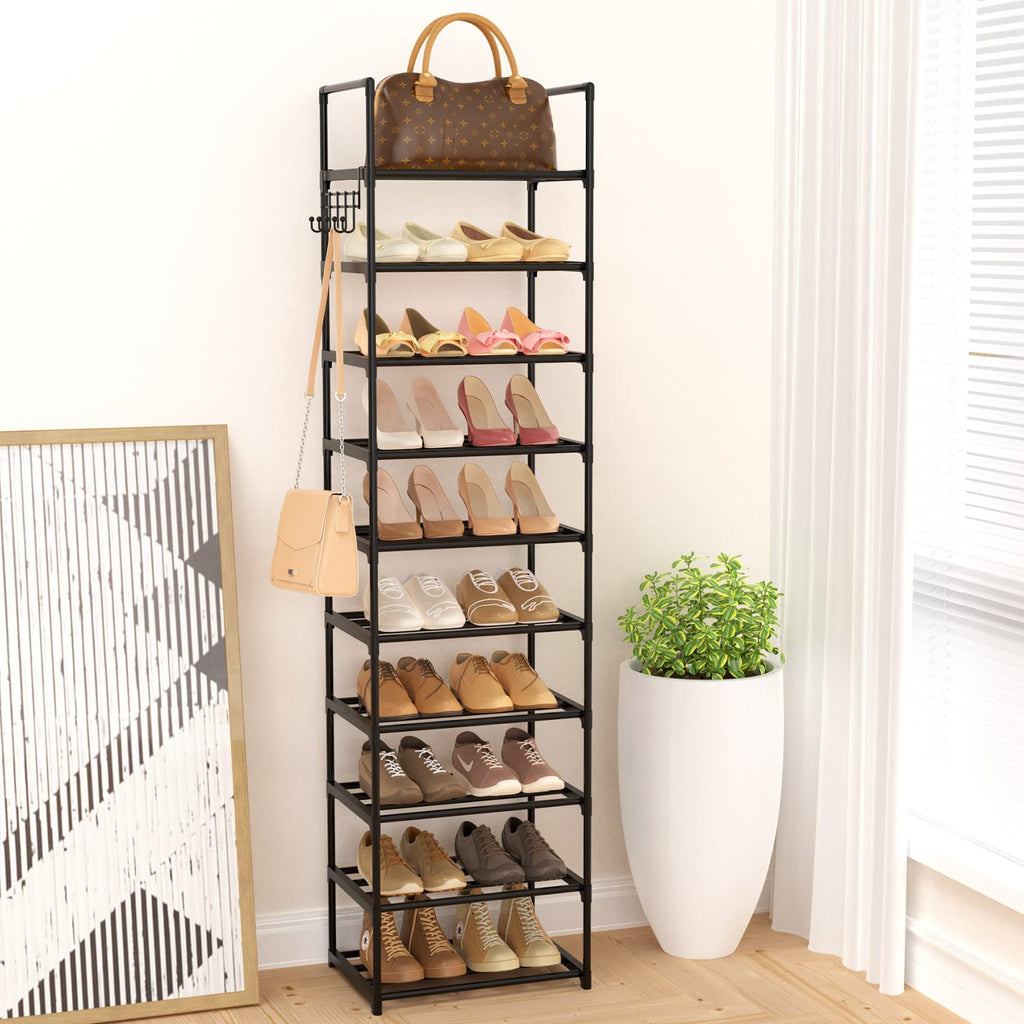 Black 10 Tiers Narrow Shoe Rack W82315