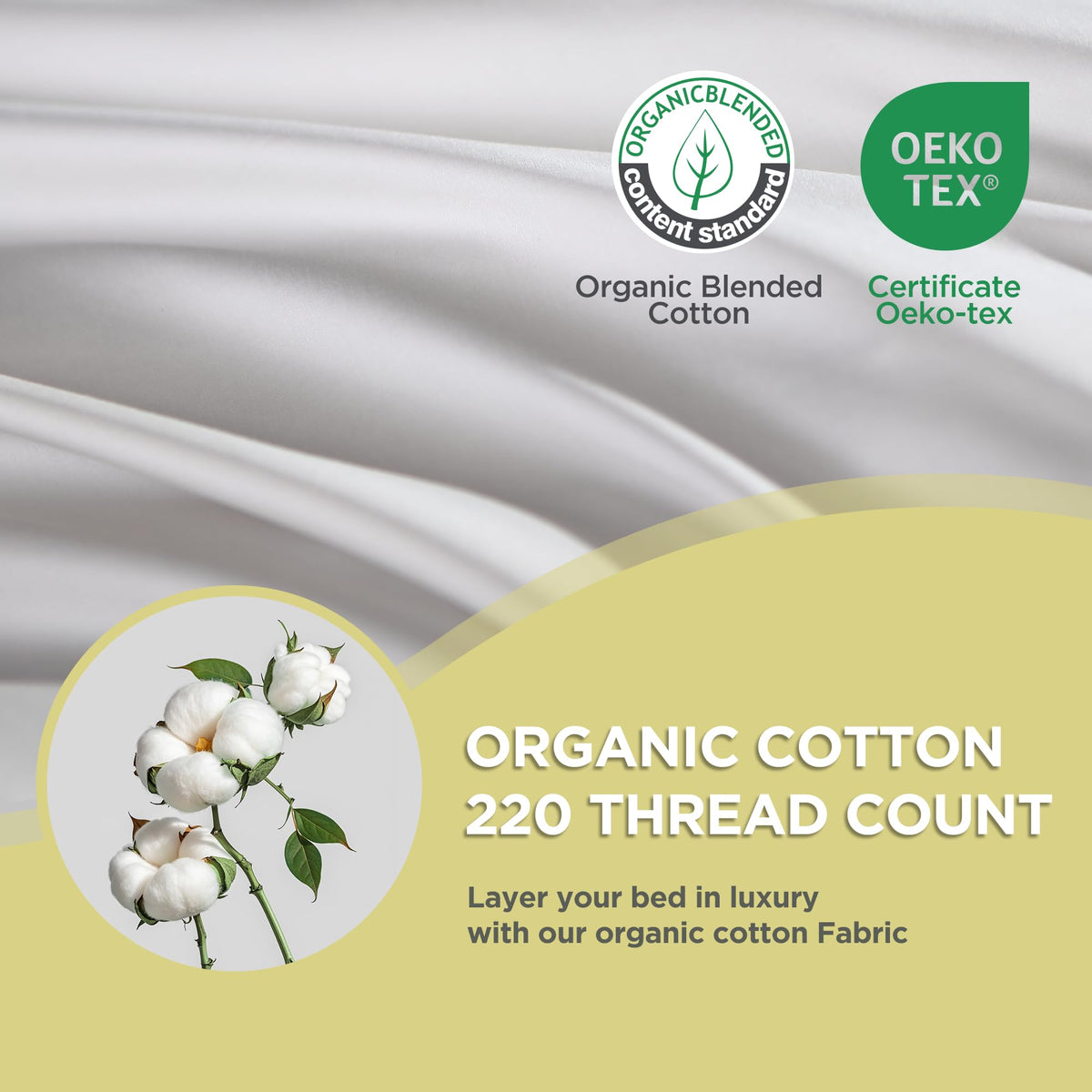 100% Organic Cotton Down Alternative Pillow King Size Set of 2 X5203