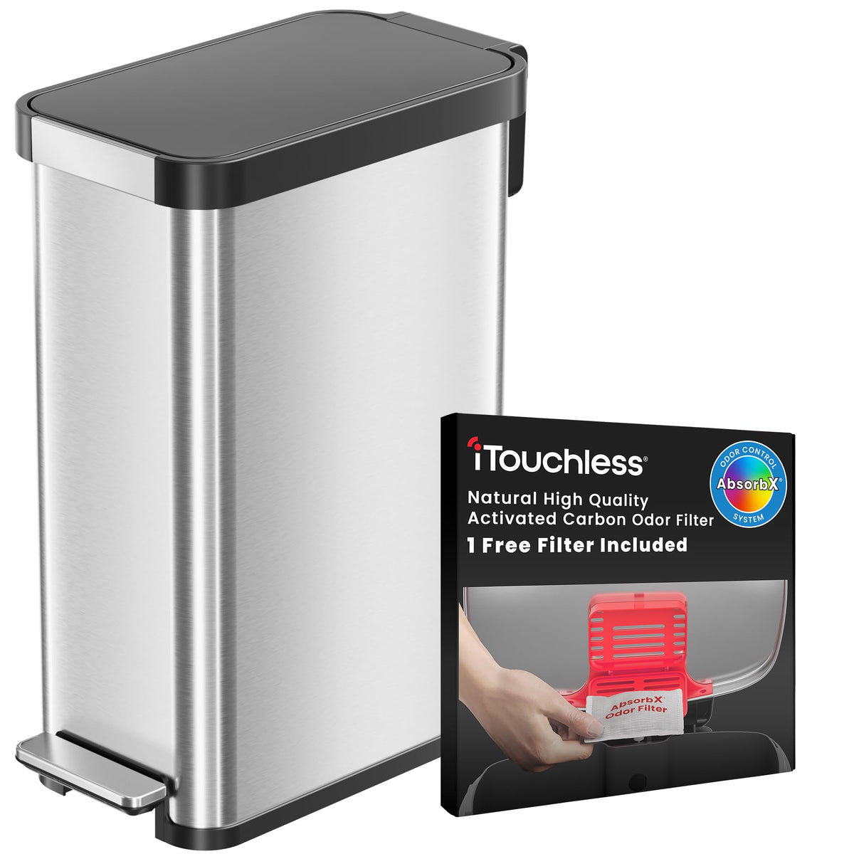 13.2 Gallon Kitchen Trash Can with Odor Filter A68346