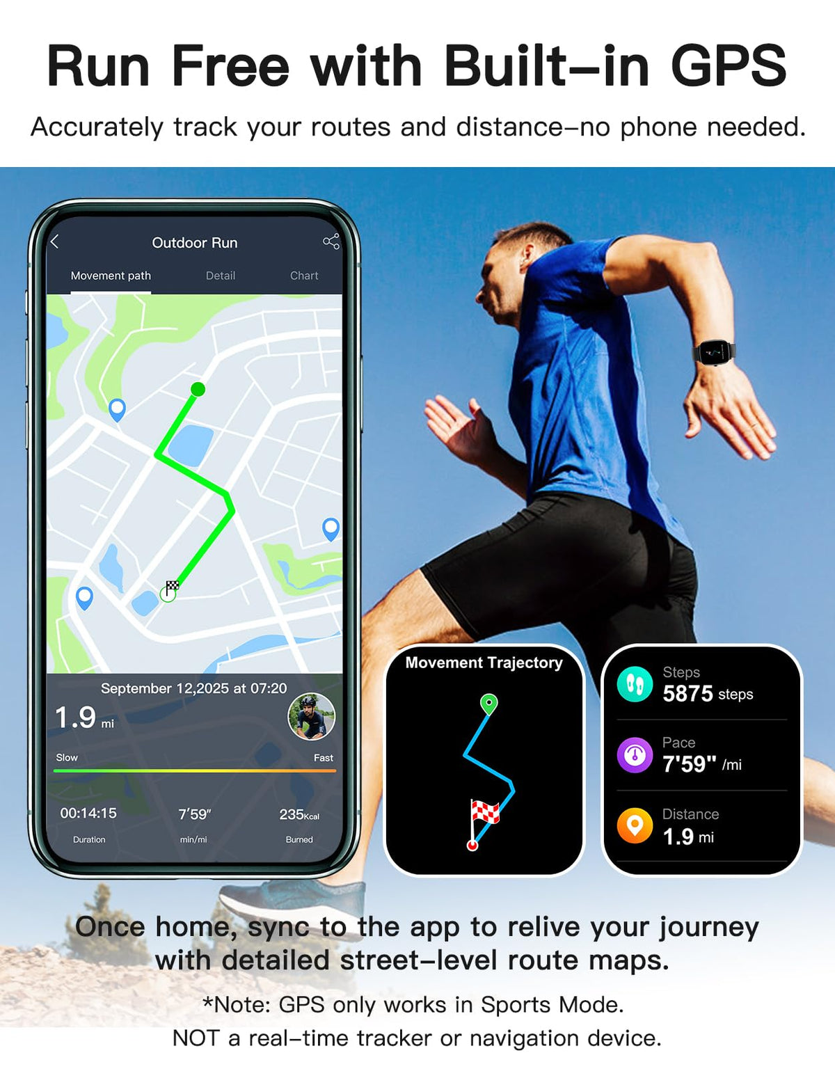 Smart Watch with GPS Black E27086
