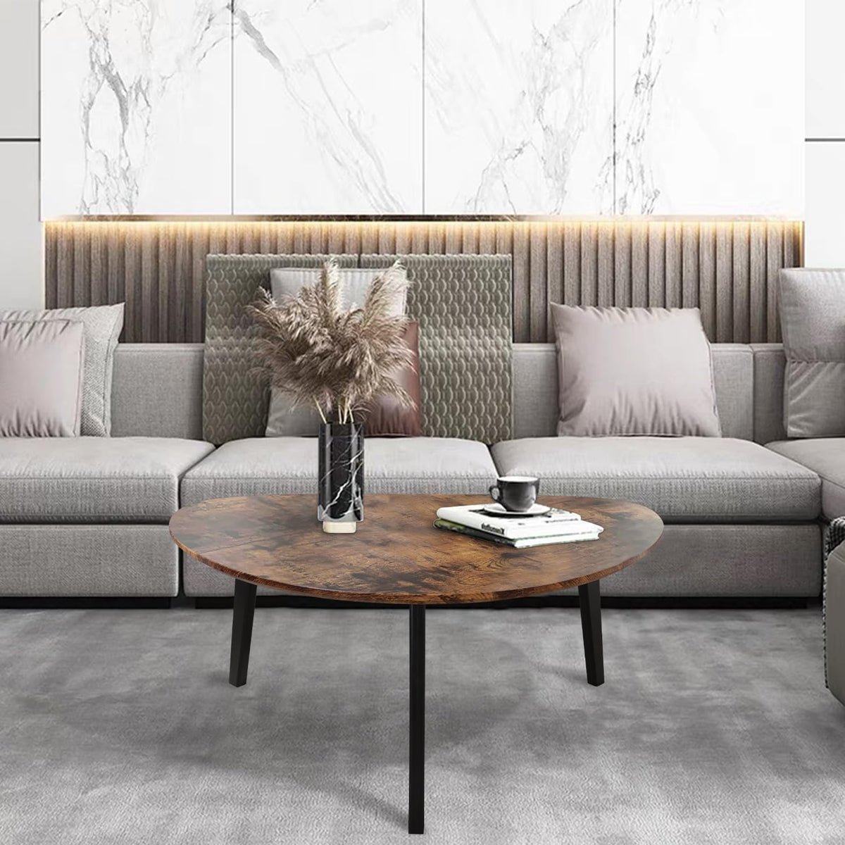 Oval Espresso Wood Coffee Table R364