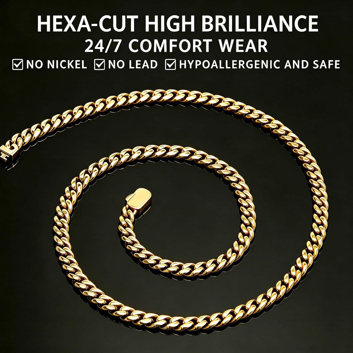 Stainless Steel 6mm Cuban Link Chain Necklace J3698