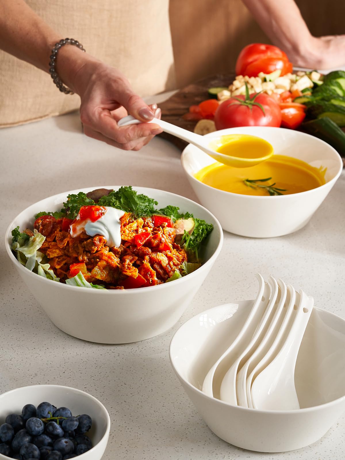 White Ceramic Soup Bowls Set of 4 I14794