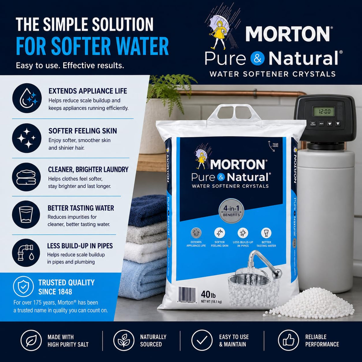 Pure and Natural Water Softener Crystals 40lbs S18724