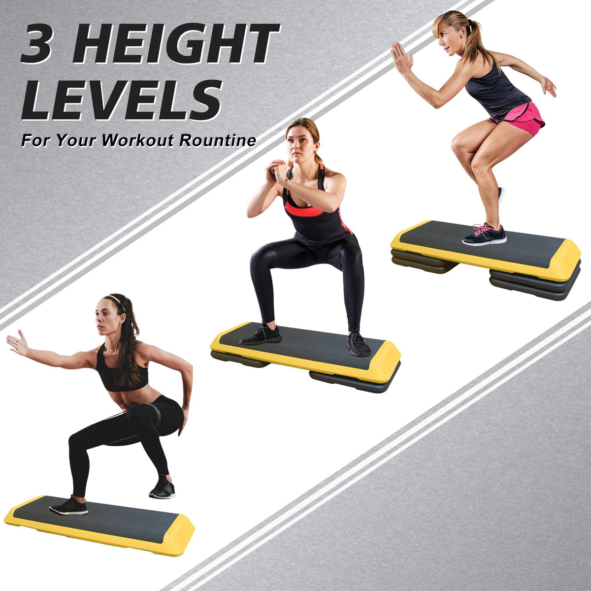 43'' Adjustable Exercise Stepper with 4 Detachable Risers Y67835