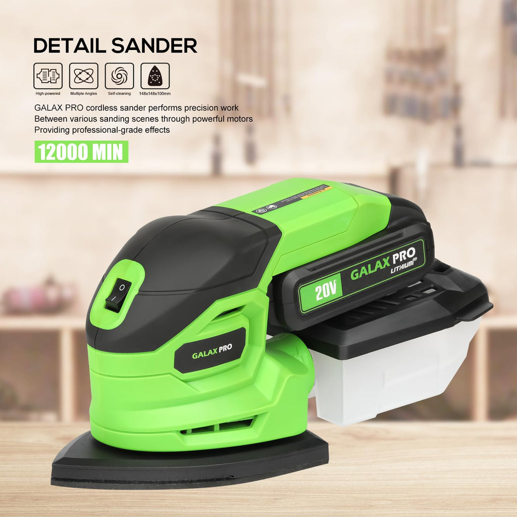 Cordless Detail Sander 2.0Ah Battery, 20 Pcs Sandpapers D1872
