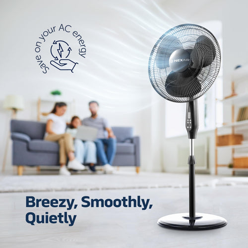 16 Inch Oscillating Pedestal Fan with Remote Control, 3 Speed, Adjustable Height Z739