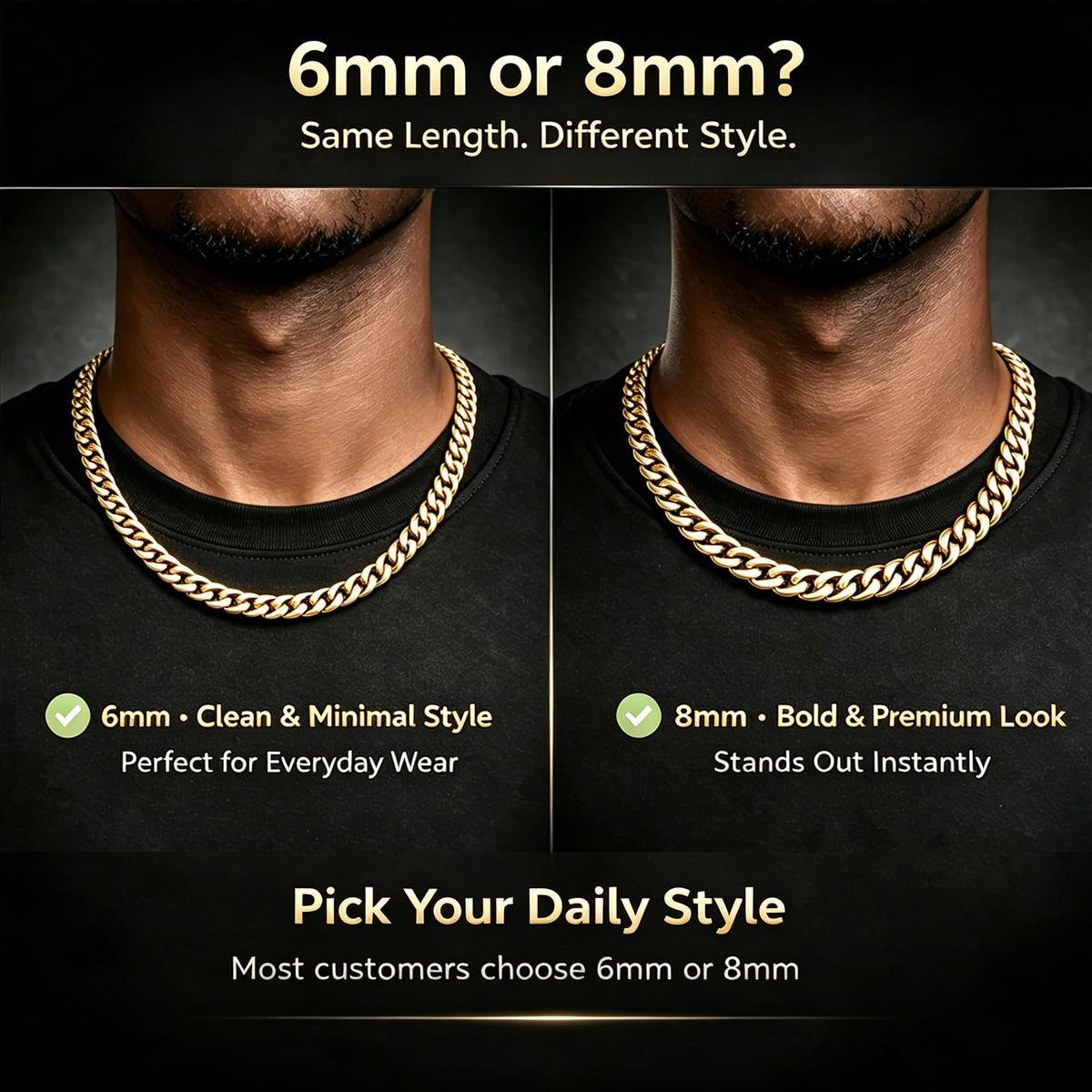 Stainless Steel 6mm Cuban Link Chain Necklace J3698