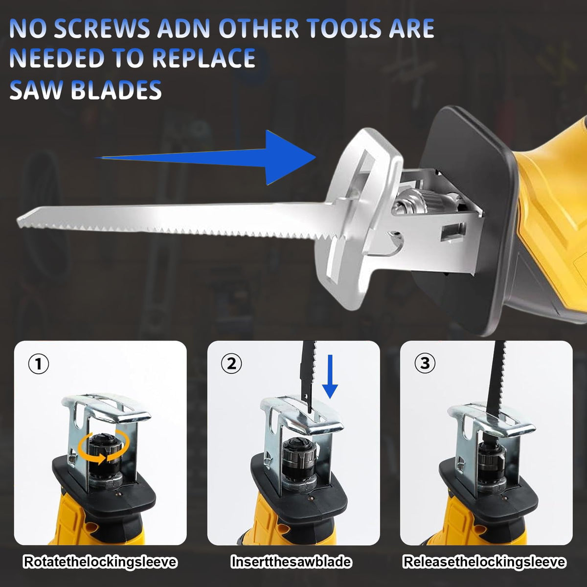Cordless Reciprocating Saw with 4 Blades Kit D940849