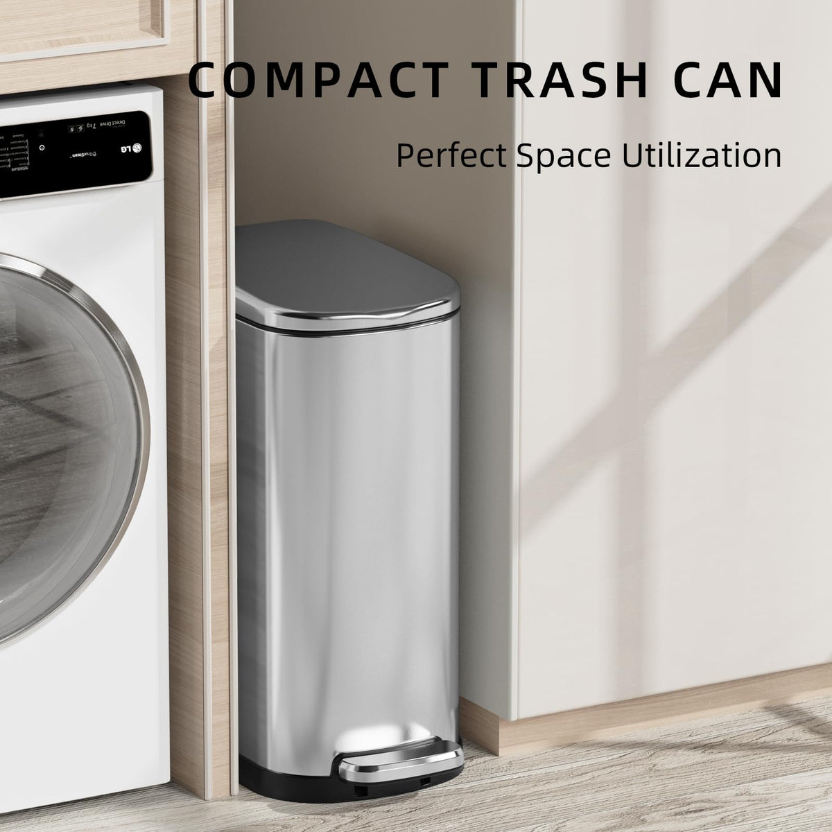 2.6 Gallon Stainless Steel Step Trash Can with Lid W172