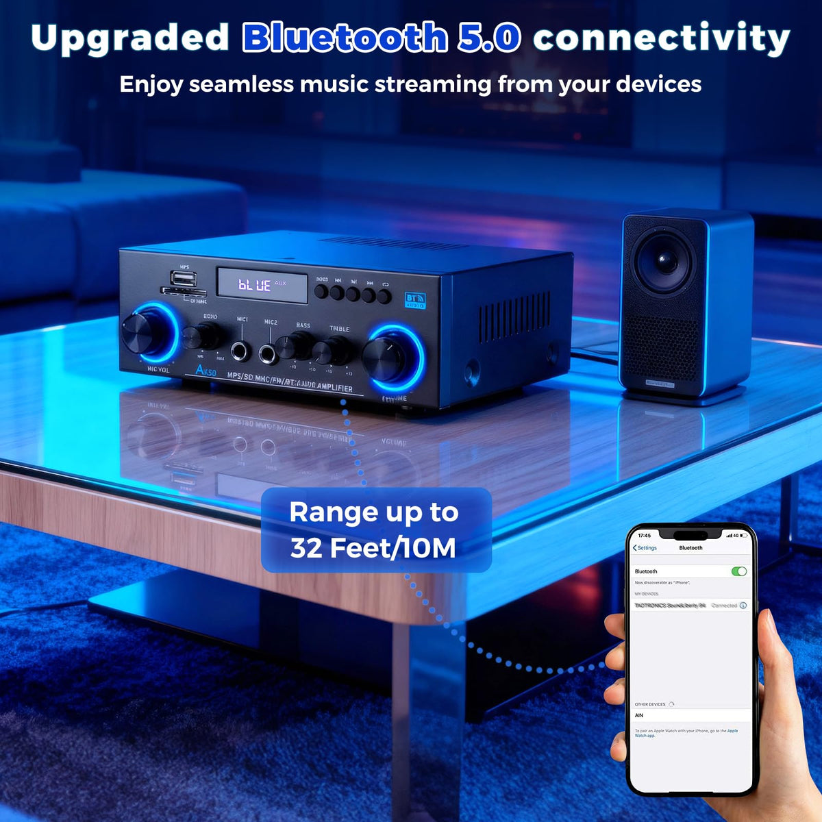 2 Channel 400W Bluetooth Stereo Audio Amplifier U581