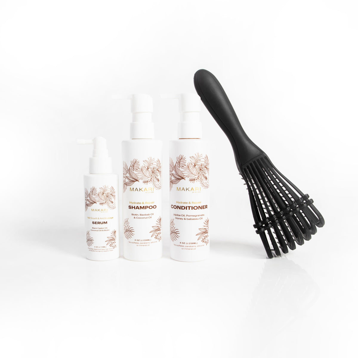 Hair Care Set with Shampoo, Conditioner, Serum & Brush Q862