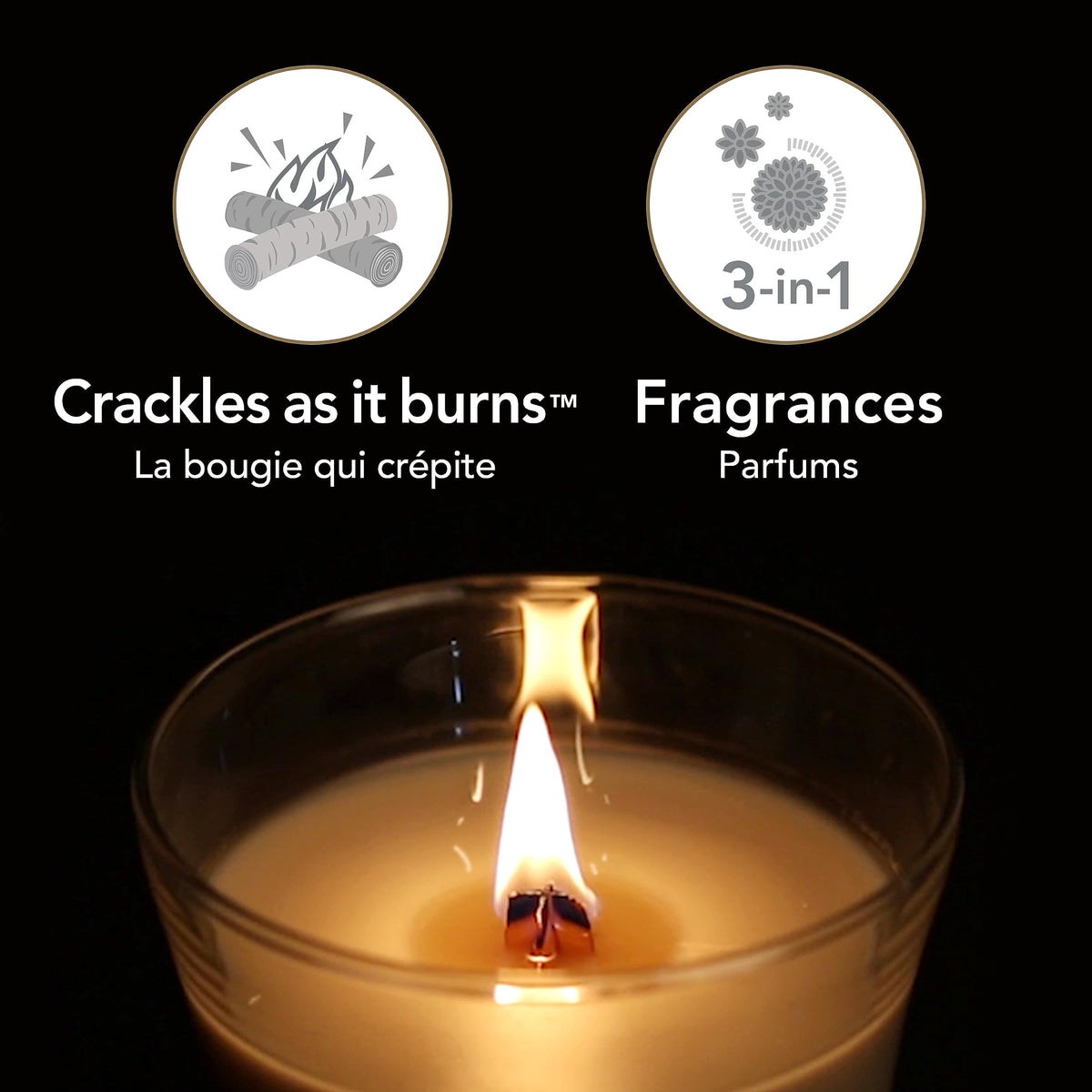 Scented Trilogy Candle with Crackling Wick D65741
