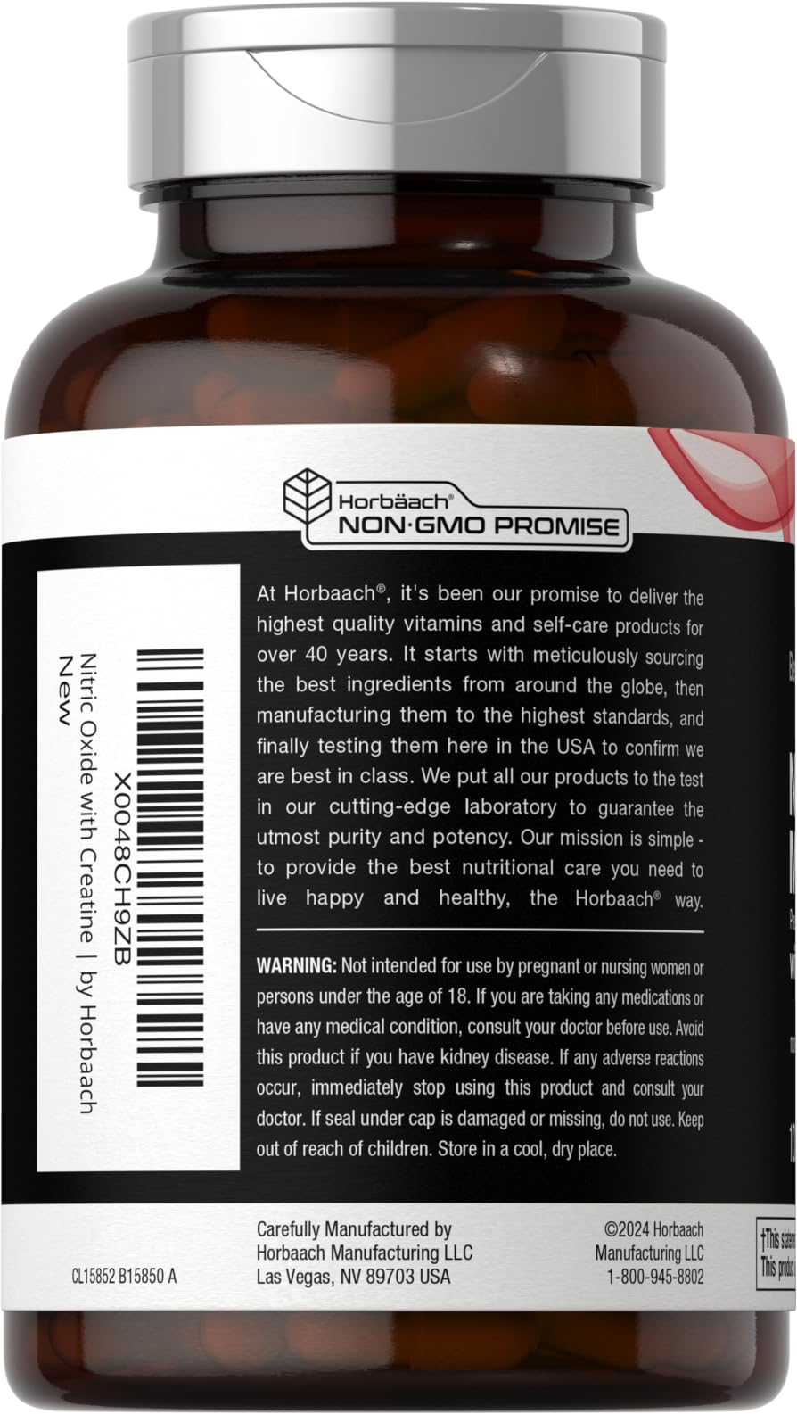Nitric Oxide Supplement with Creatine Monohydrate 100 Capsules N484515