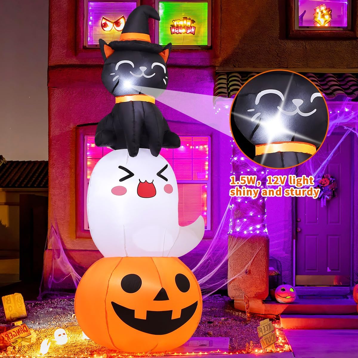 6 FT Halloween Inflatables Pumpkin Ghost Cat Outdoor Decorations U366170