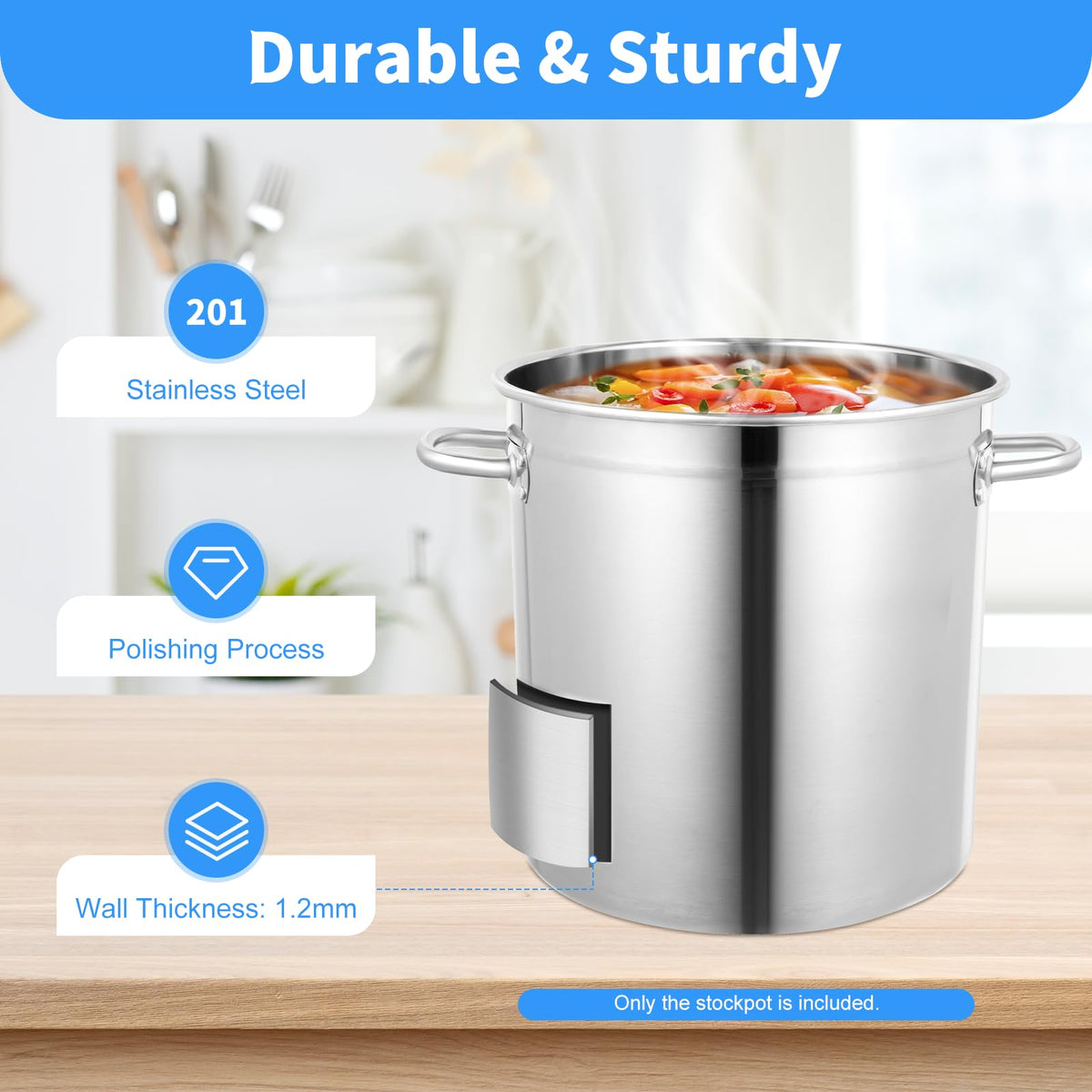 30 QT Stainless Steel Stock Pot with Lid A4207