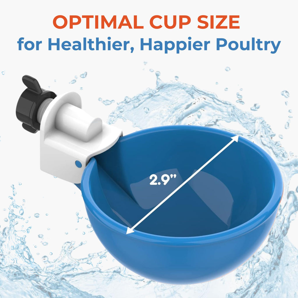 Blue Large Automatic Chicken Waterer Cups Pack of 5 E8763