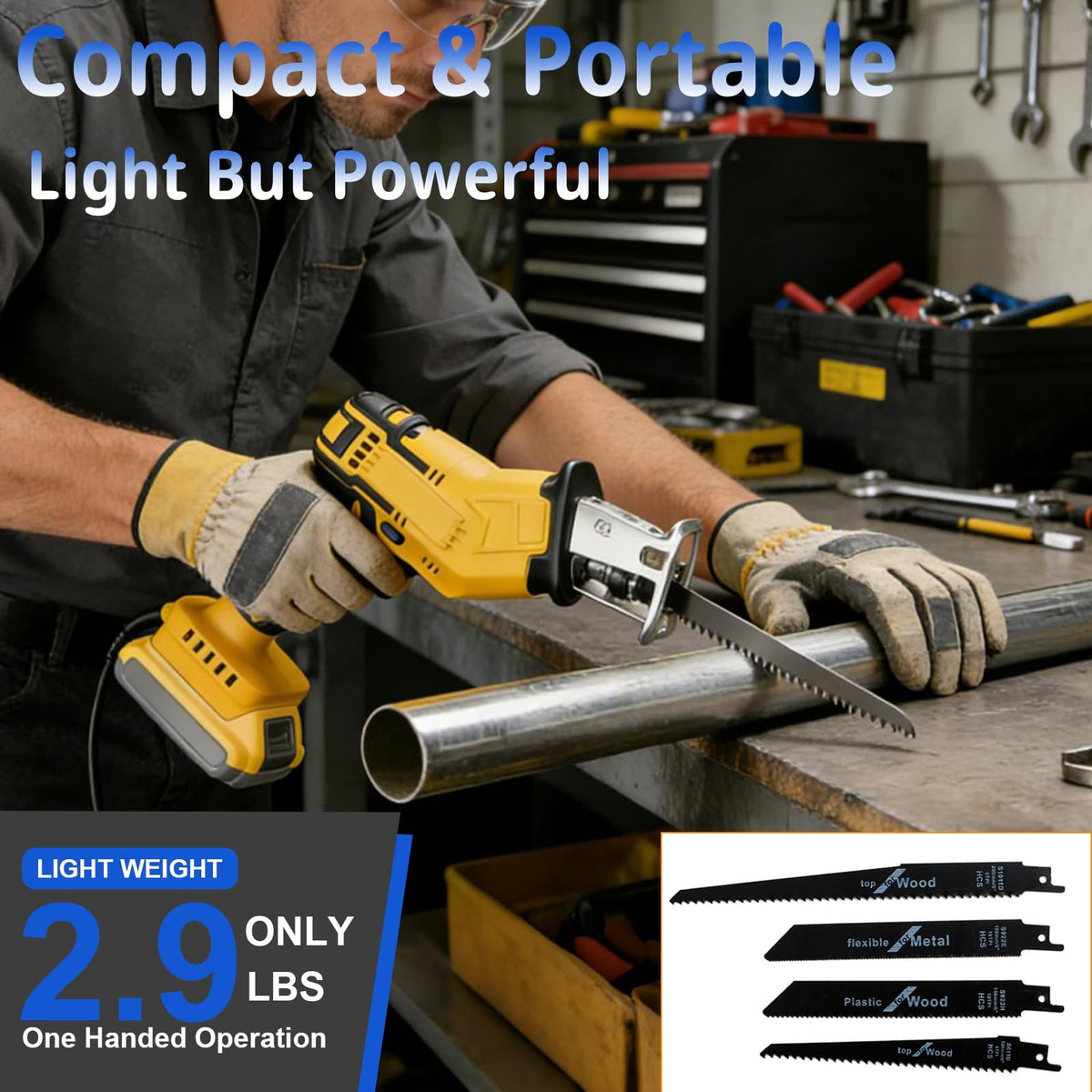 Cordless Reciprocating Saw with 4 Blades Kit D940849