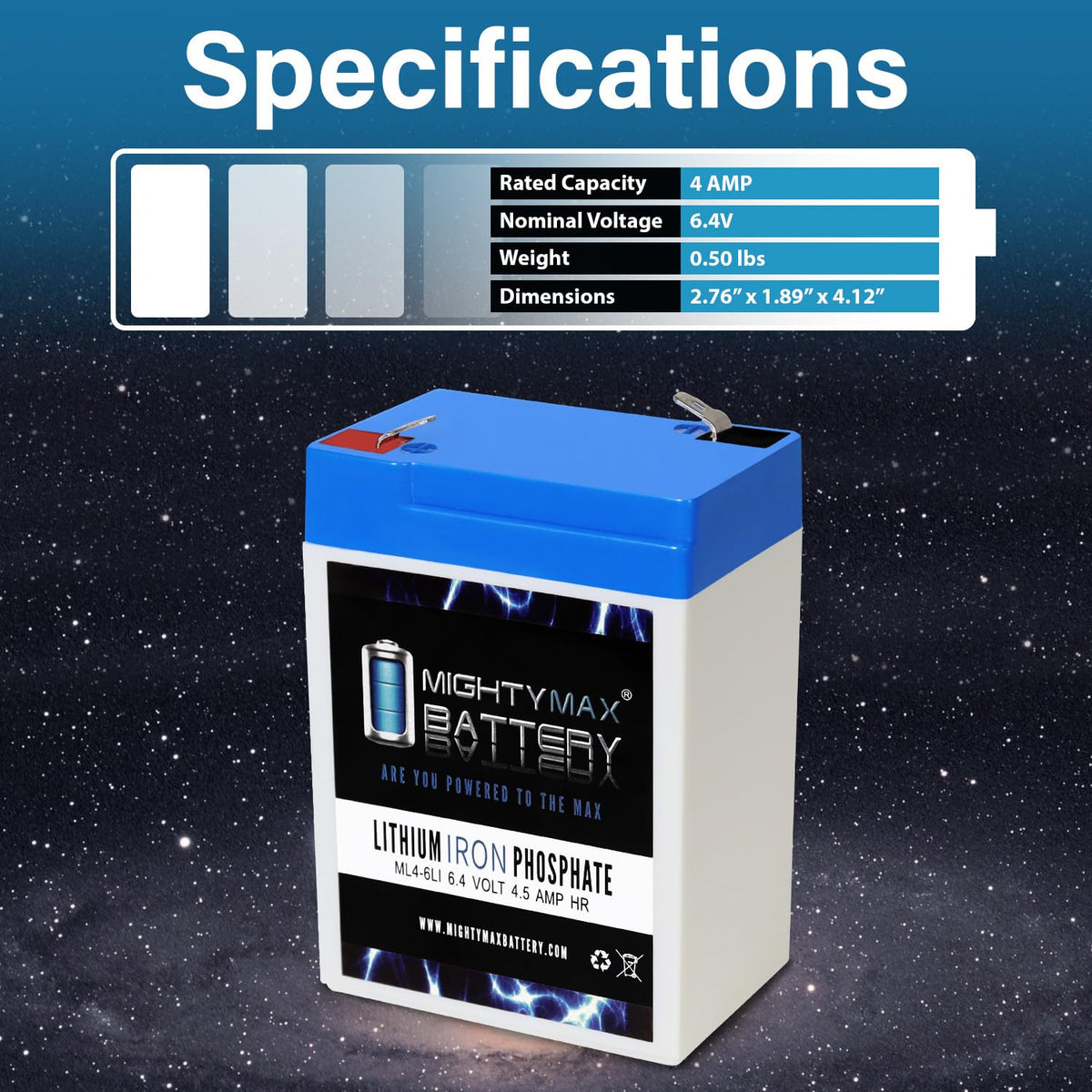 6V 4.5AH Lithium Replacement Battery U58594