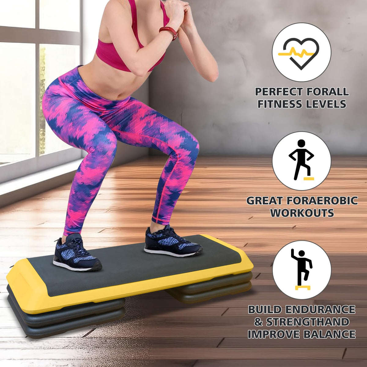 43'' Adjustable Exercise Stepper with 4 Detachable Risers Y67835