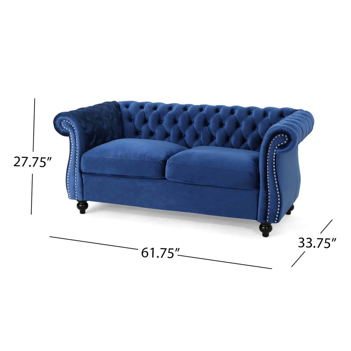 Navy Blue Velvet Tufted Chesterfield Sofa R28830