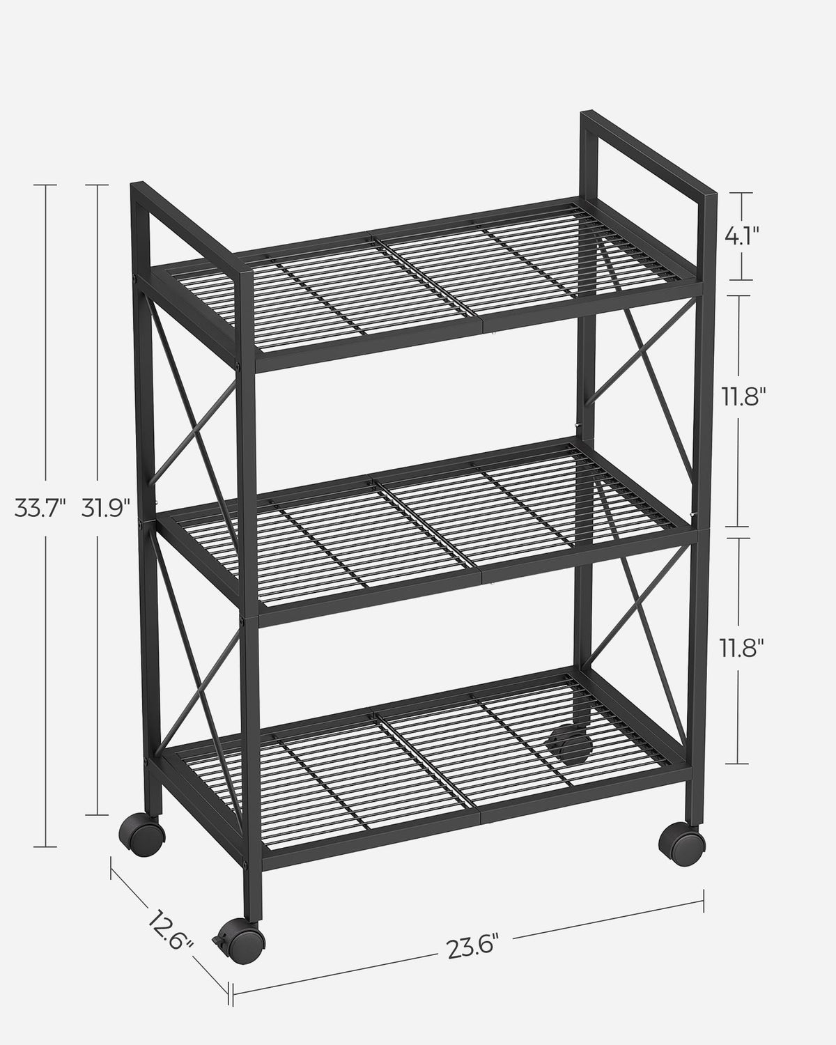3-Tier Steel Storage Rack with Wheels M105829