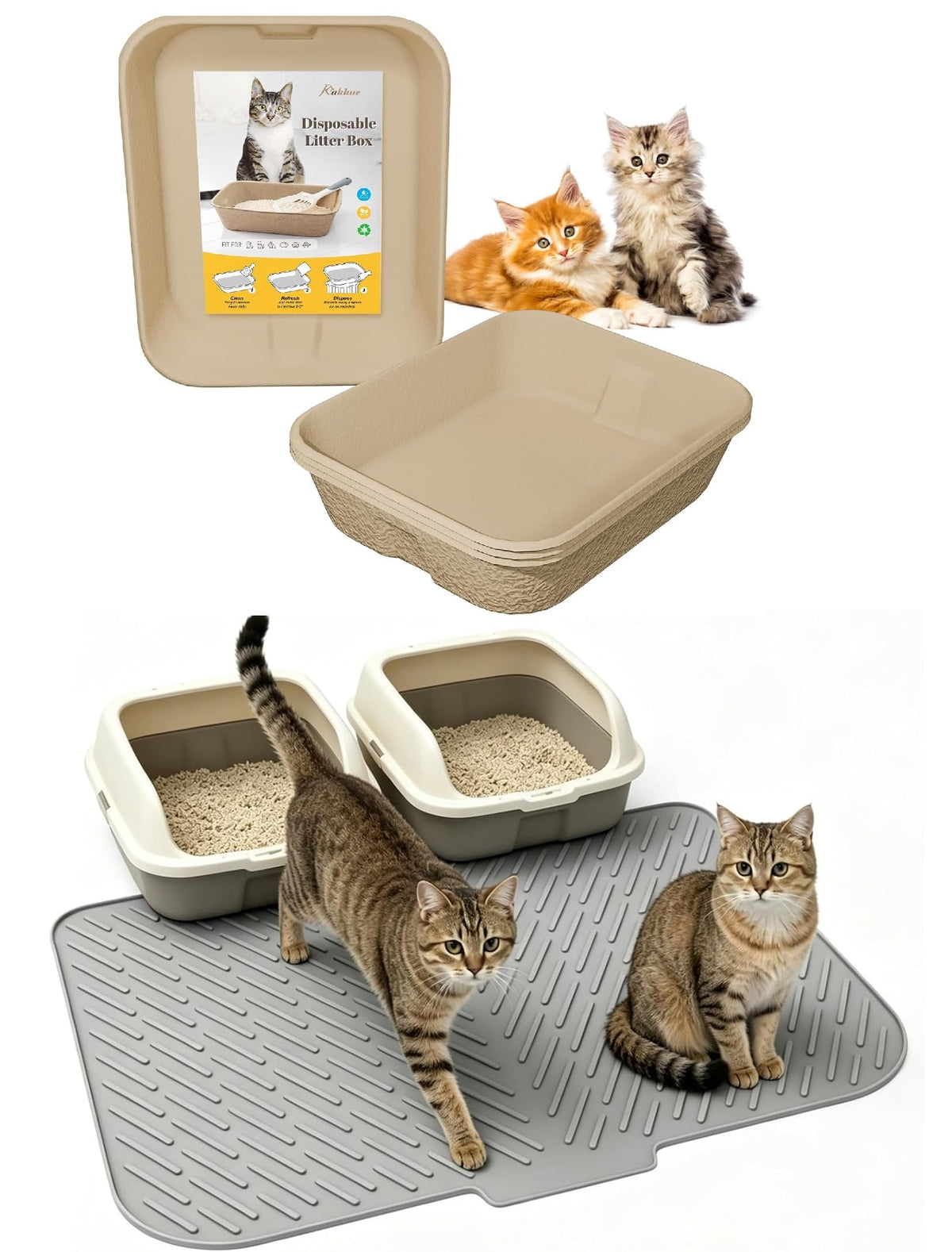 35"x27" Silicone Cat Litter Mat, 4 Pack Disposable Cat Litter Boxes H96603