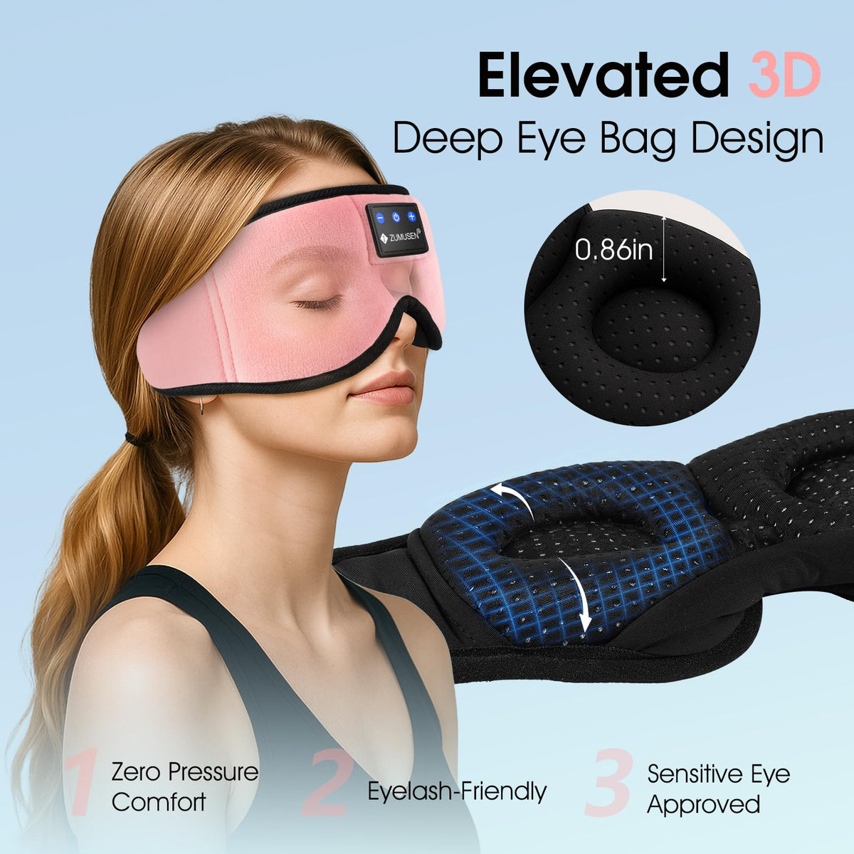Bluetooth Sleep Headphones 3D Wireless Music Eye Mask N40443
