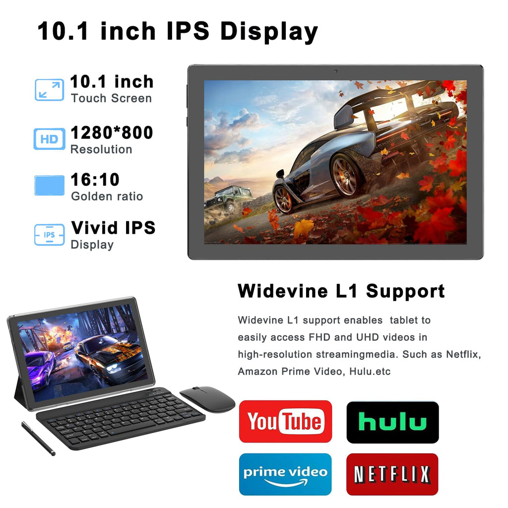 Android 15 Tablet 18GB RAM 128GB ROM 10 inch Black H726315
