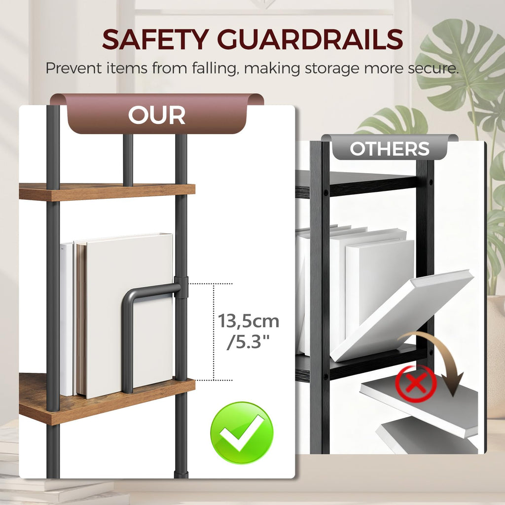 5-Tier Tall Corner Bookshelf with Metal Frame O286
