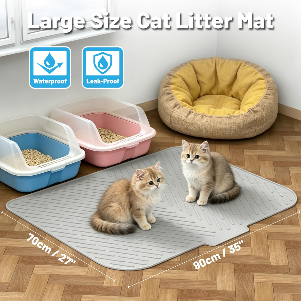 35"x27" Silicone Cat Litter Mat, 4 Pack Disposable Cat Litter Boxes H96603
