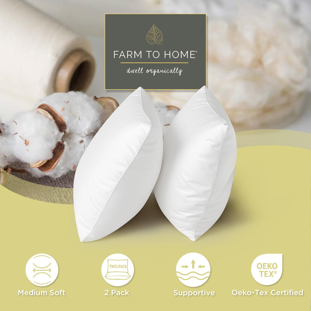 100% Organic Cotton Down Alternative Pillow King Size Set of 2 X5203