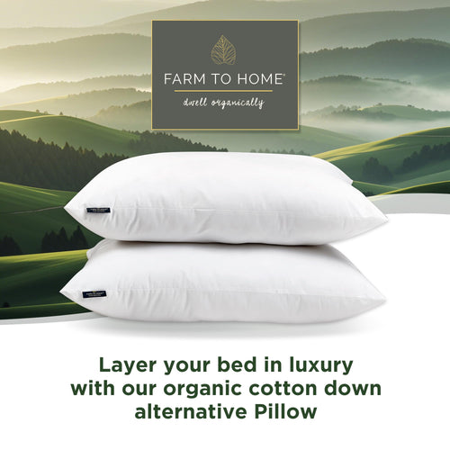 100% Organic Cotton Down Alternative Pillow King Size Set of 2 X5203