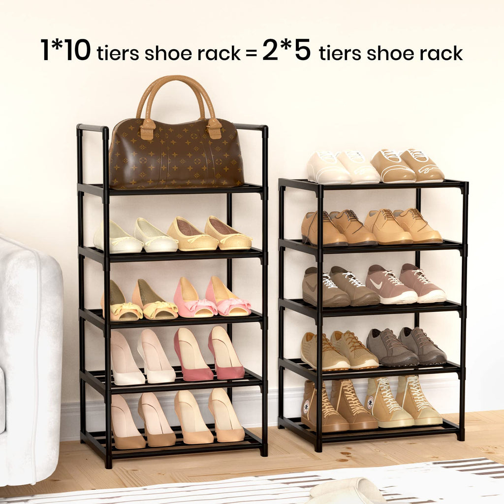 Black 10 Tiers Narrow Shoe Rack W82315