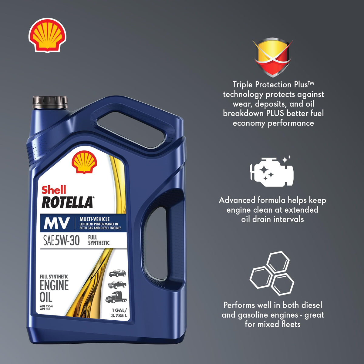 Full Synthetic 5W-30 Diesel Engine Oil, 1 Gallon (3 Pack) W579