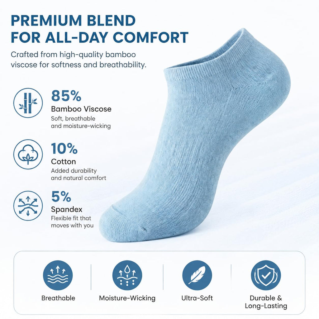 Women's Ankle Socks 6 Pairs Bamboo Viscose Seamless B31254