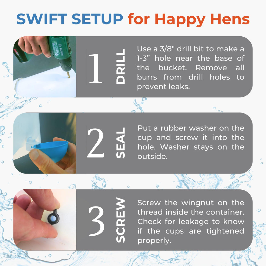 Blue Large Automatic Chicken Waterer Cups Pack of 5 E8763
