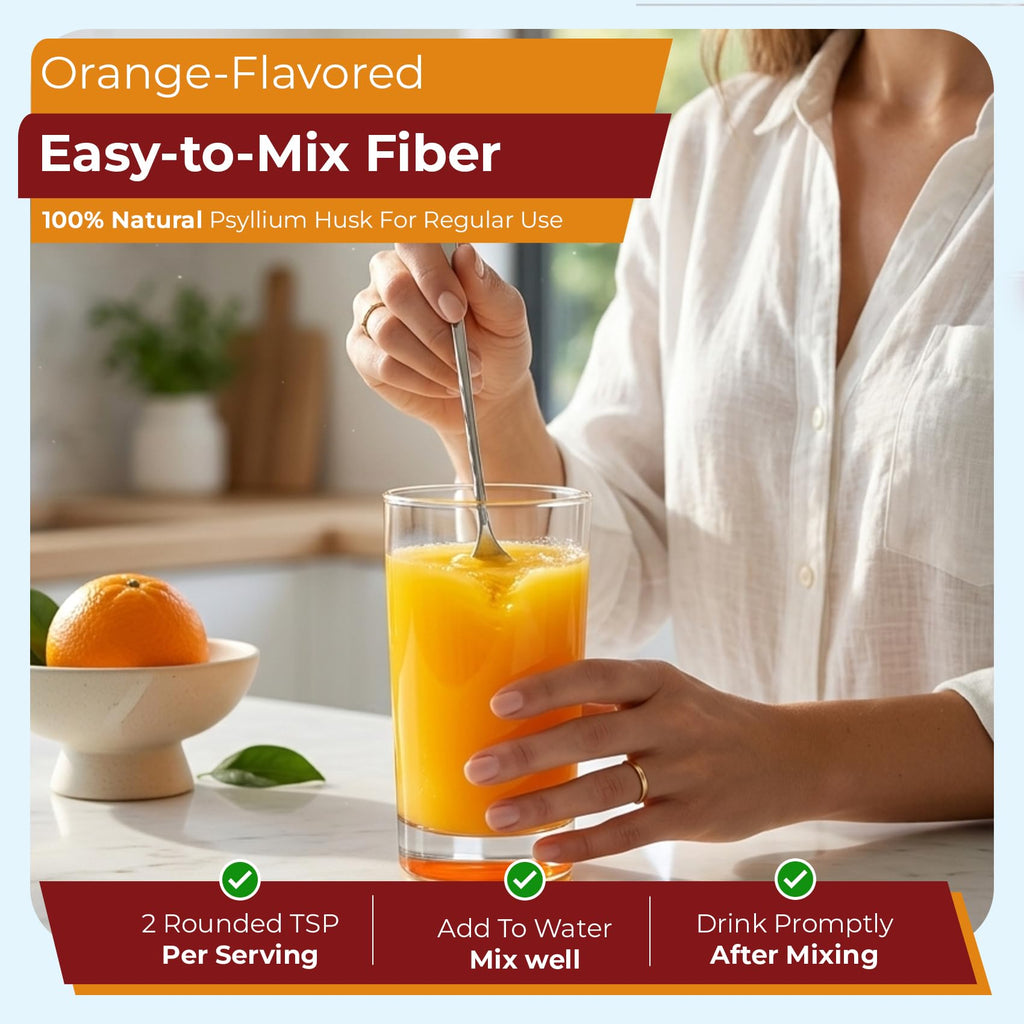 Psyllium Husk Powder Fiber Supplement, Orange Flavor, 15 oz Q42825