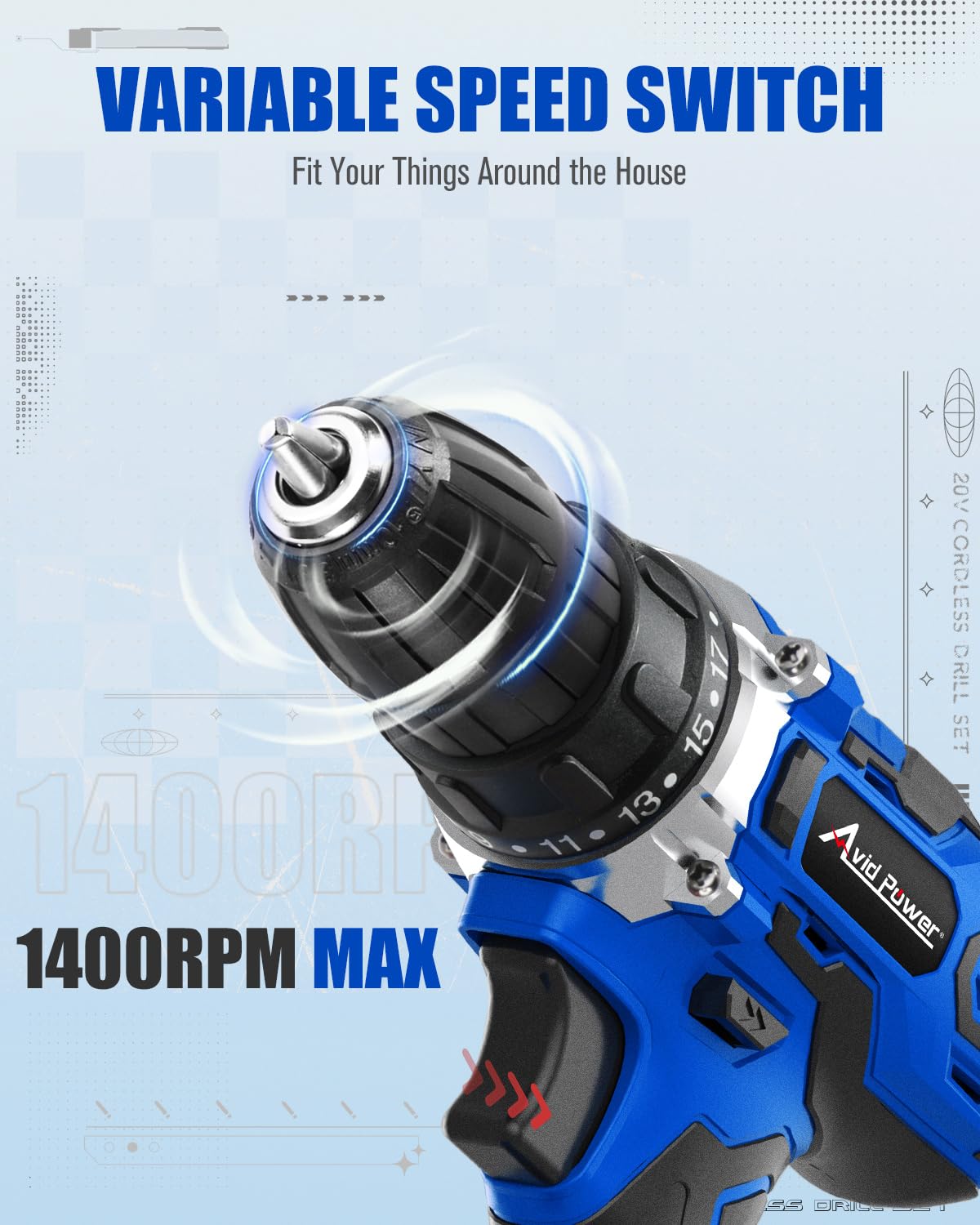 20V Cordless Drill Set with Battery and Charger S8948