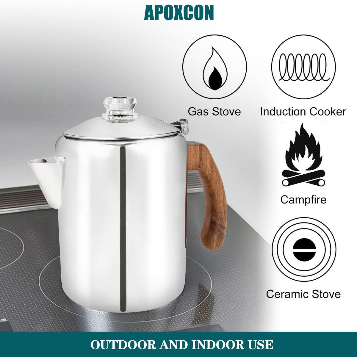 Coffee Percolator Pot Stainless Steel 8 Cup B588971