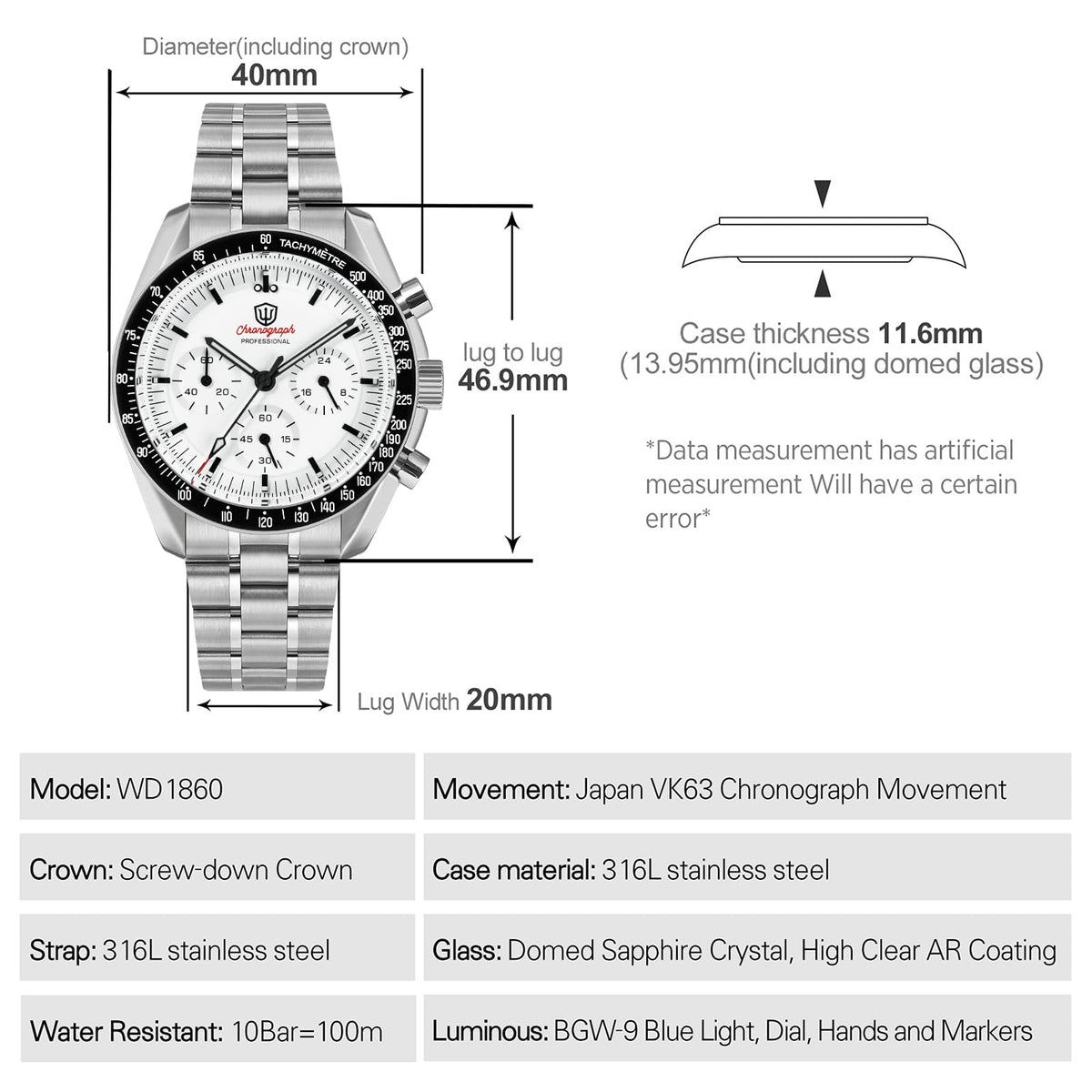 40mm Chronograph Watch X8081
