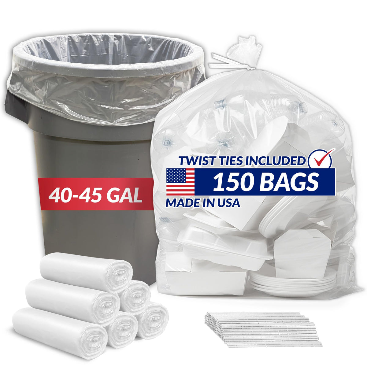 40 to 45 Gallon Heavy Duty Trash Bags U57082