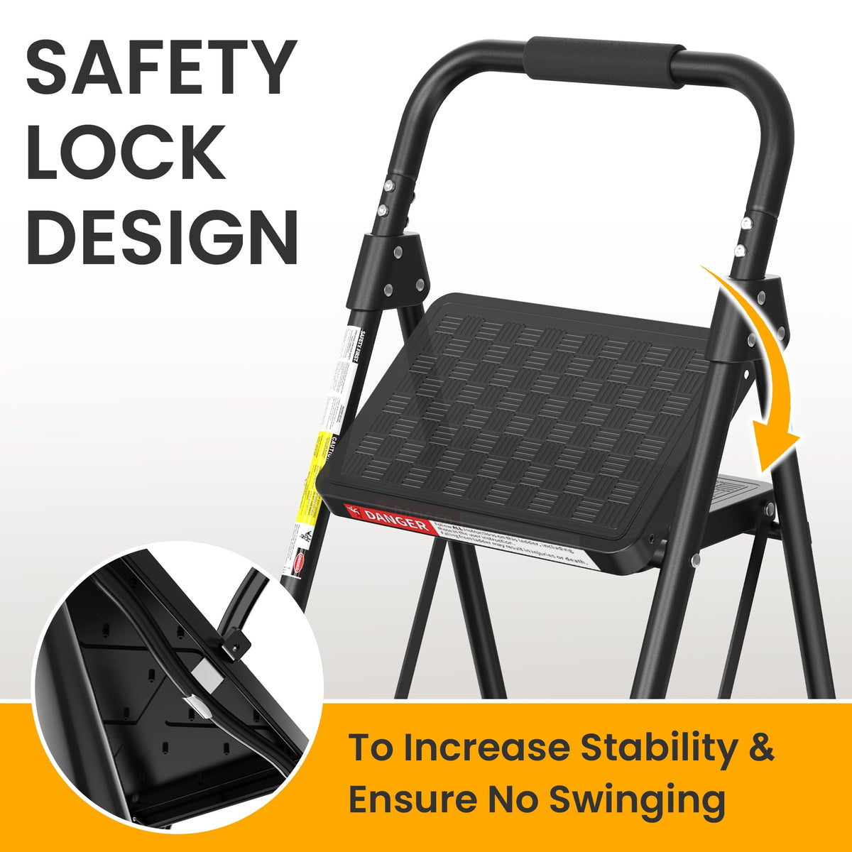 3 Step Folding Ladder with Anti-Slip Pedal V720013