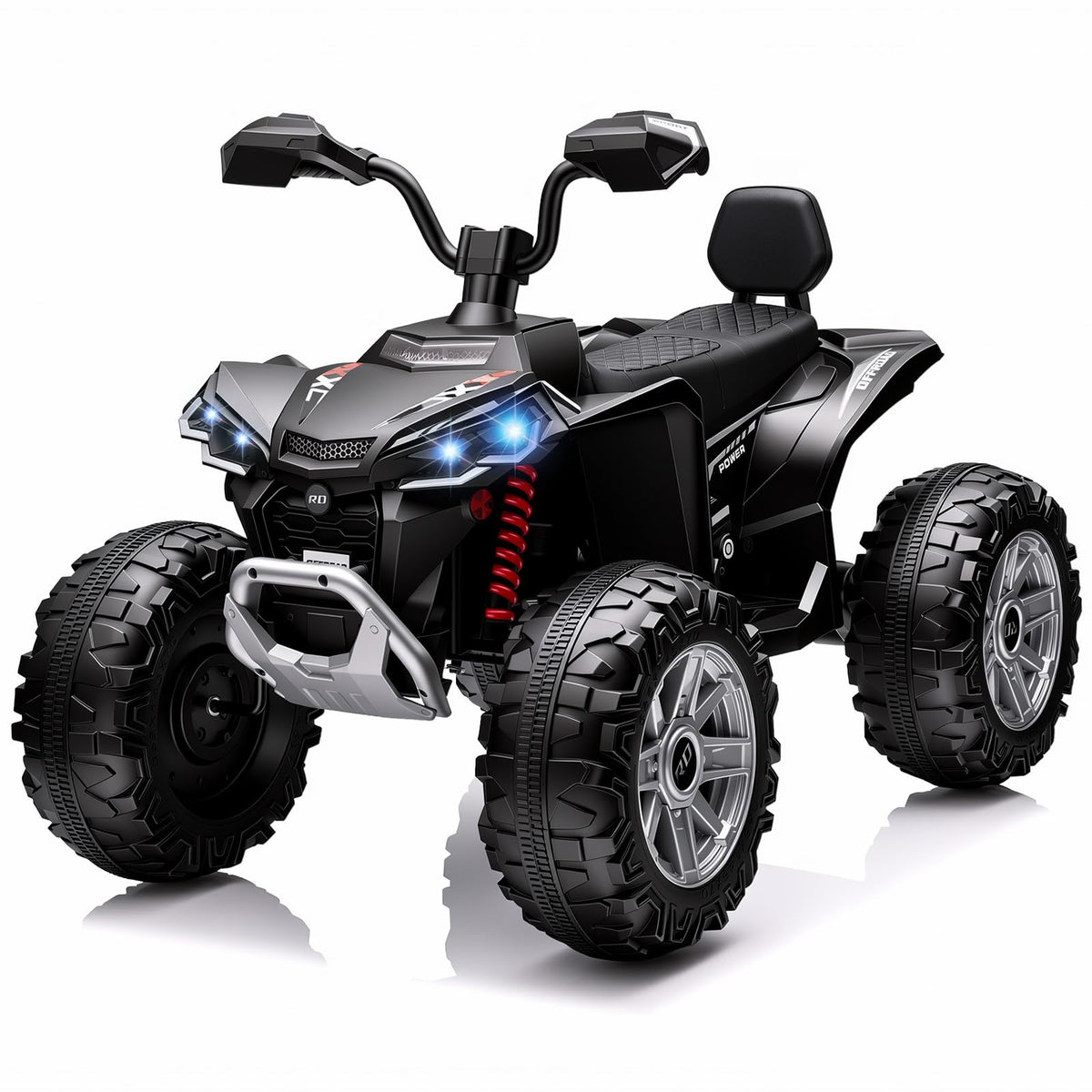 24V 2 Seater Kids ATV with LED Lights and Music, Black A36912