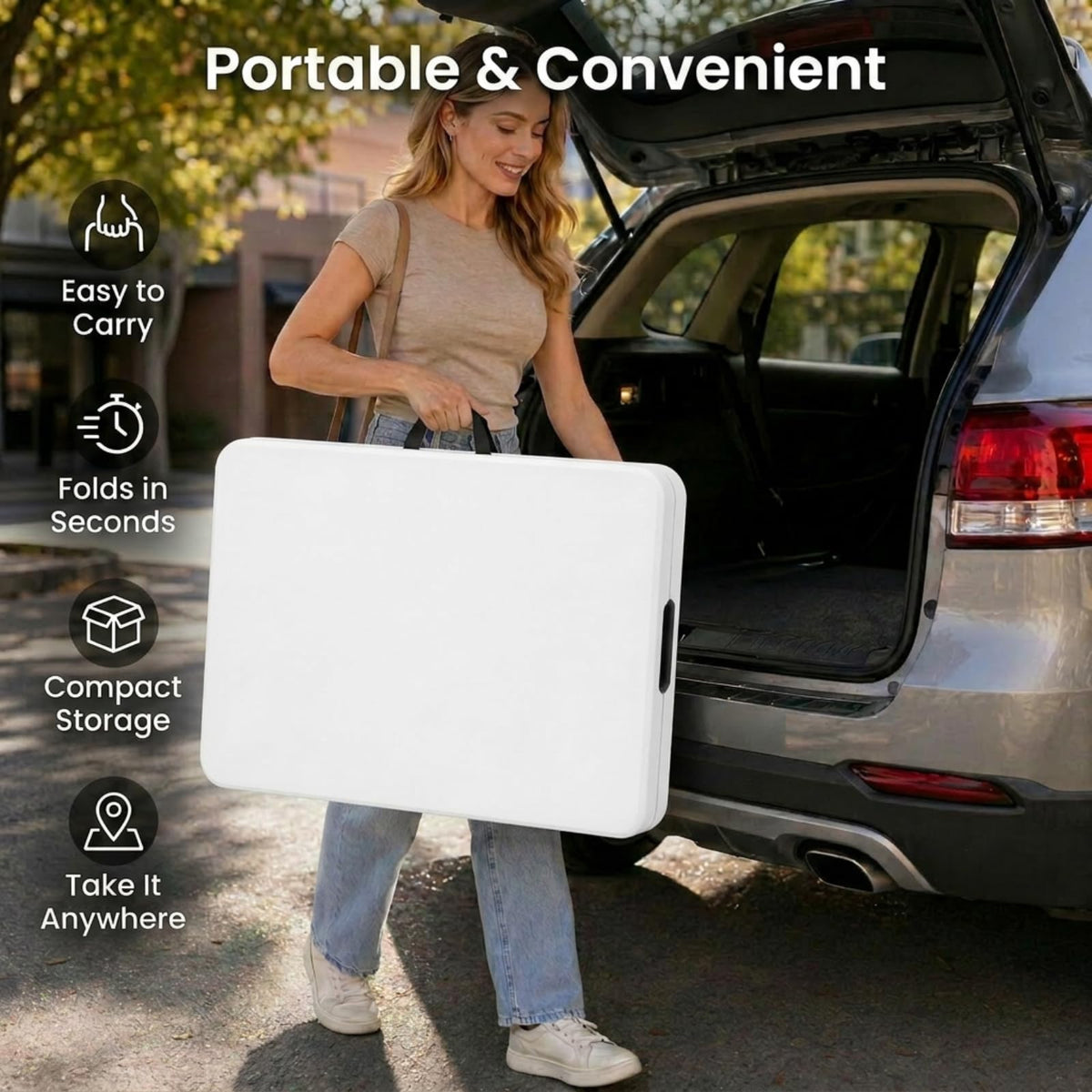 Set of 2 White 6 FT Folding Plastic Table H700221