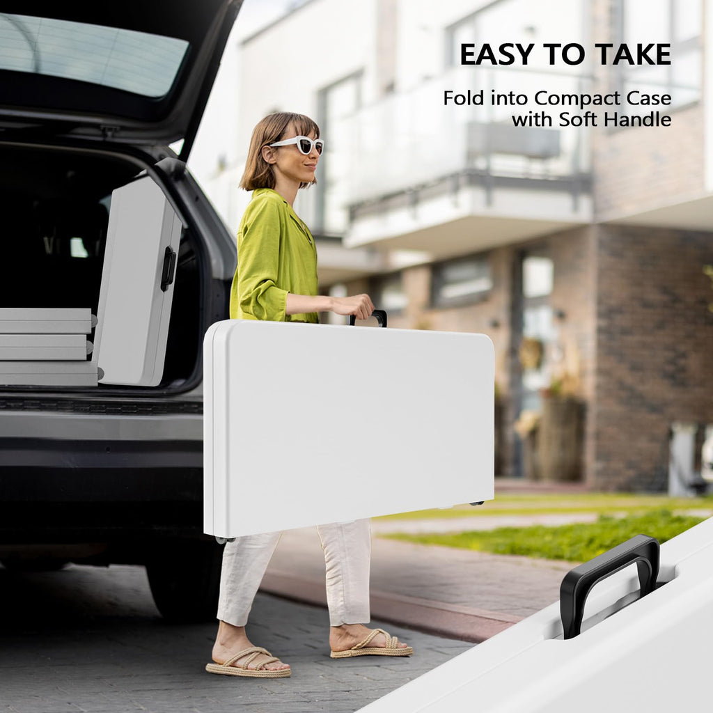White Bi-Folding Portable Plastic Table W7234