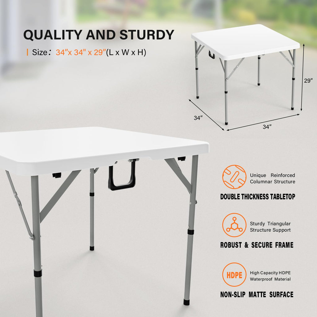 White Bi-Folding Portable Plastic Table W7234